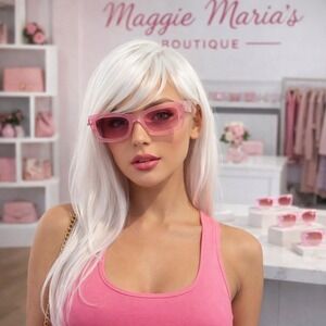 Sunglasses Women Pink & Green Rectangle Jelly Luxury Fashion Designer UV400